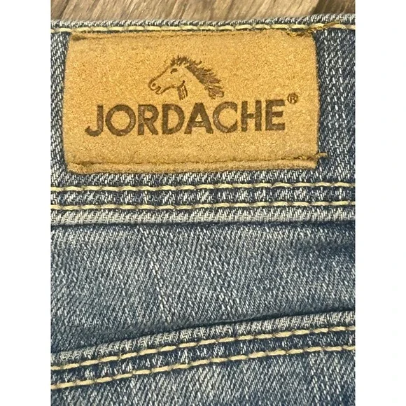 Jordache Kids Jeans Size 6 Blue Wash Denim Side Stripe Distressed Frayed Hem - Picture 5 of 5